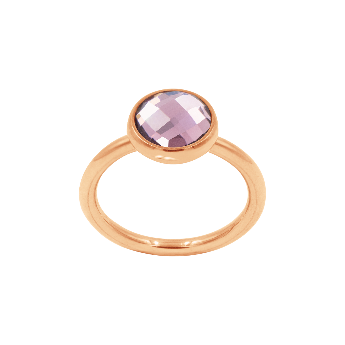 Ring mit violettem Quarz rosévergoldet