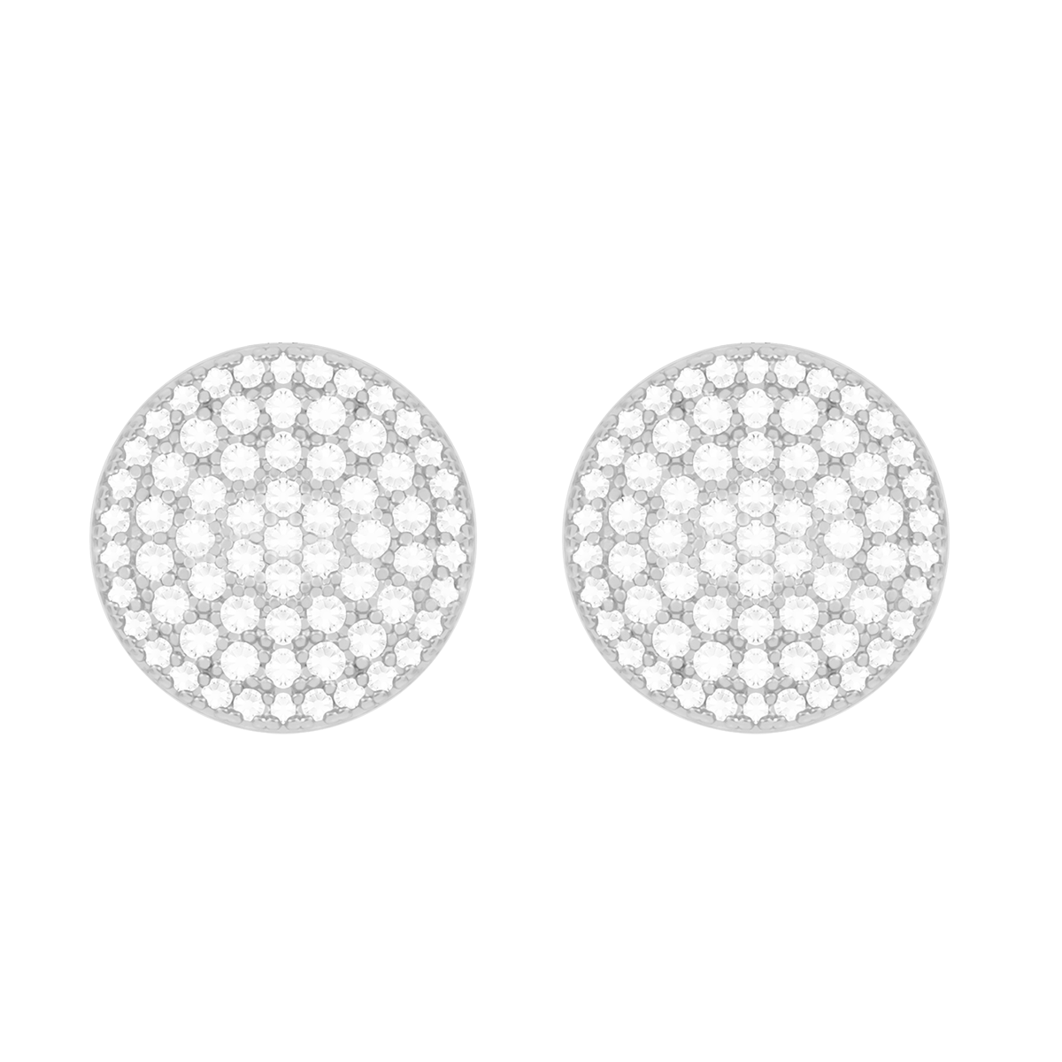 Ohrstecker Medaillon mit weißen Zirkonen, versilbert