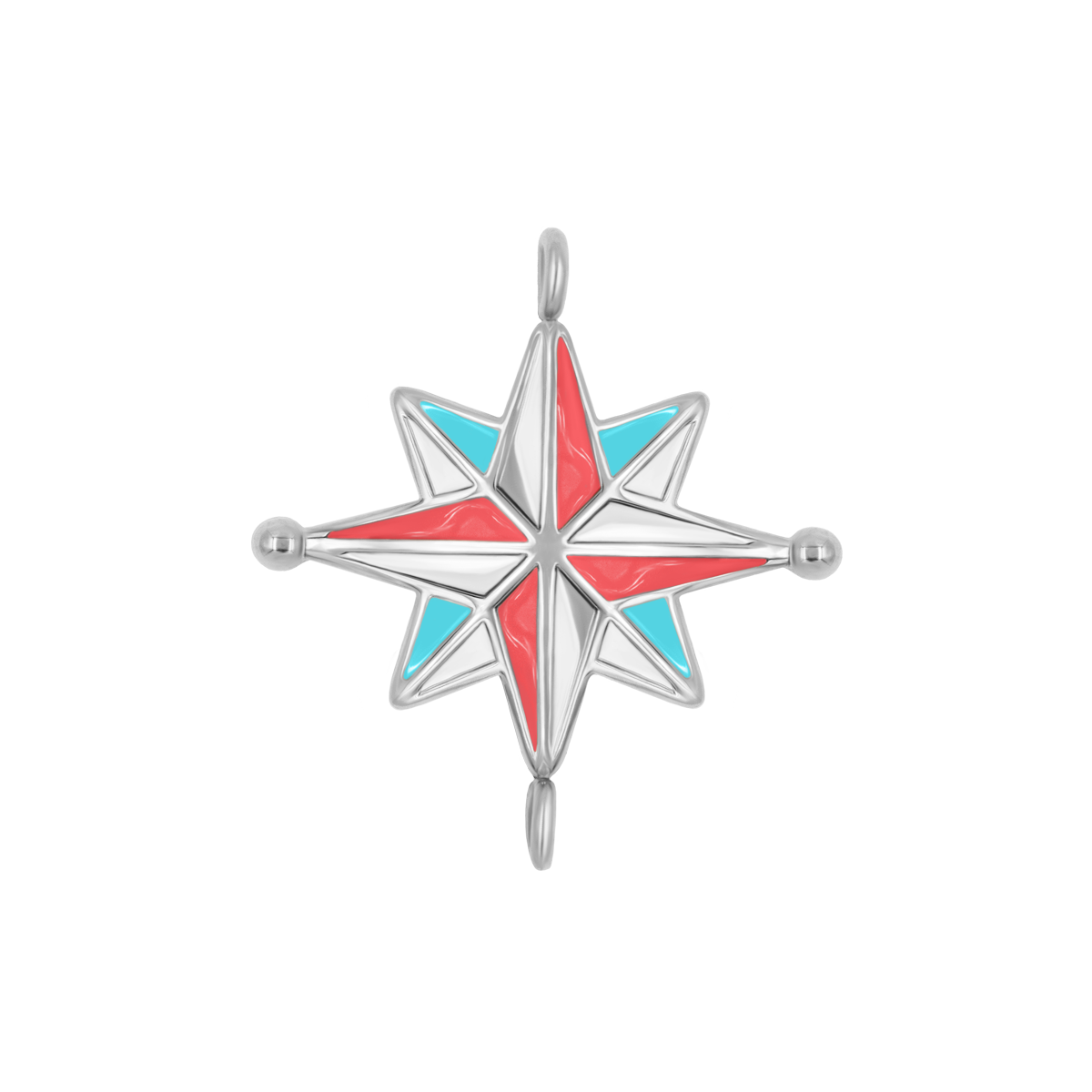 Anhänger Kompass 1–2 cm, Vorderseite, versilbert, flach