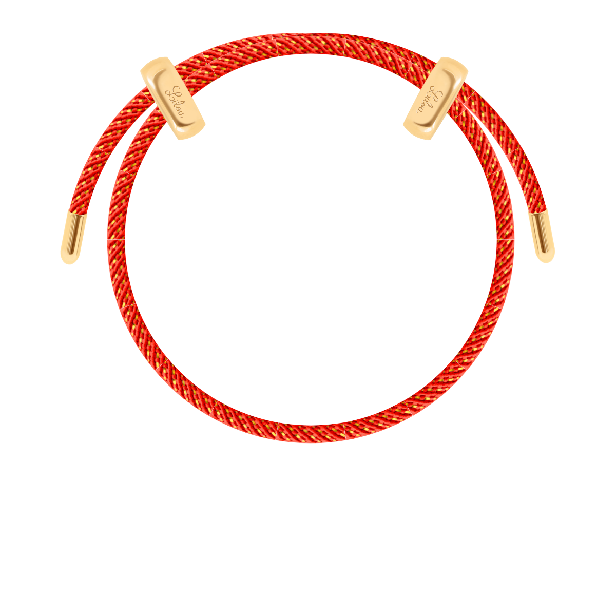 Armband Liana in roter Farbe mit goldenem Faden, vergoldet