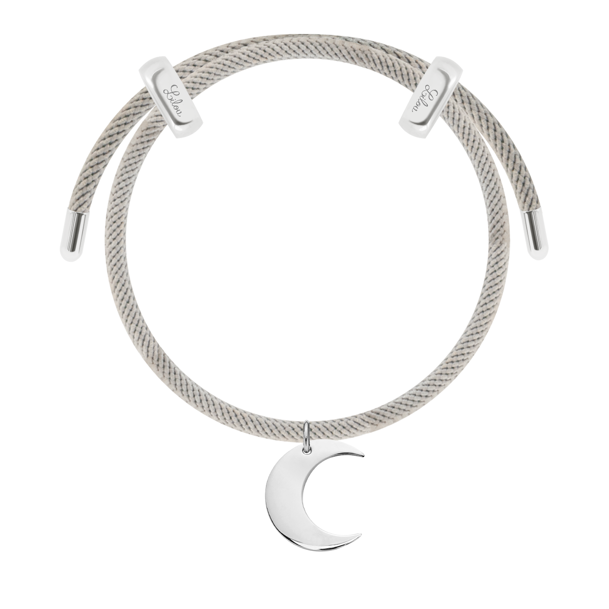 Armband Liana in hellgrauer Farbe mit Lune-Anhänger, versilbert - Vorderansicht