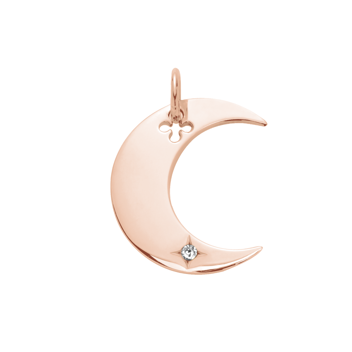 rosévergoldeter Anhänger Mond mit Zirkon 20 mm
