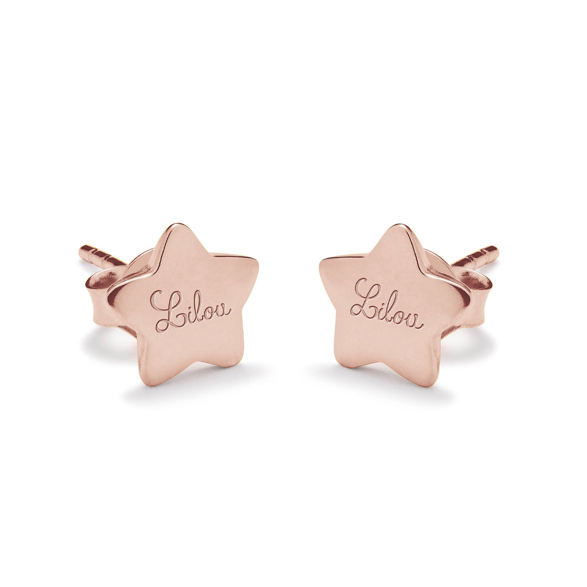 Ohrstecker Stern mit Lilou-Logo rosévergoldet - Vorderansicht