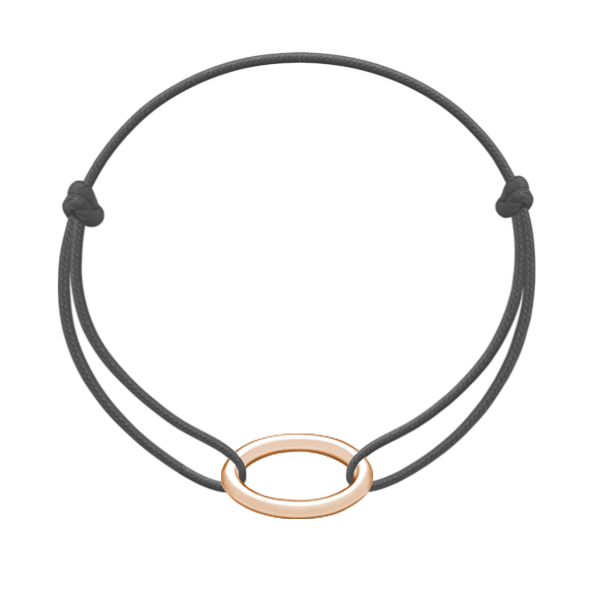 Rosévergoldetes Schnurarmband mit Anhänger Antibes, 18 mm, dunkelgraues Band