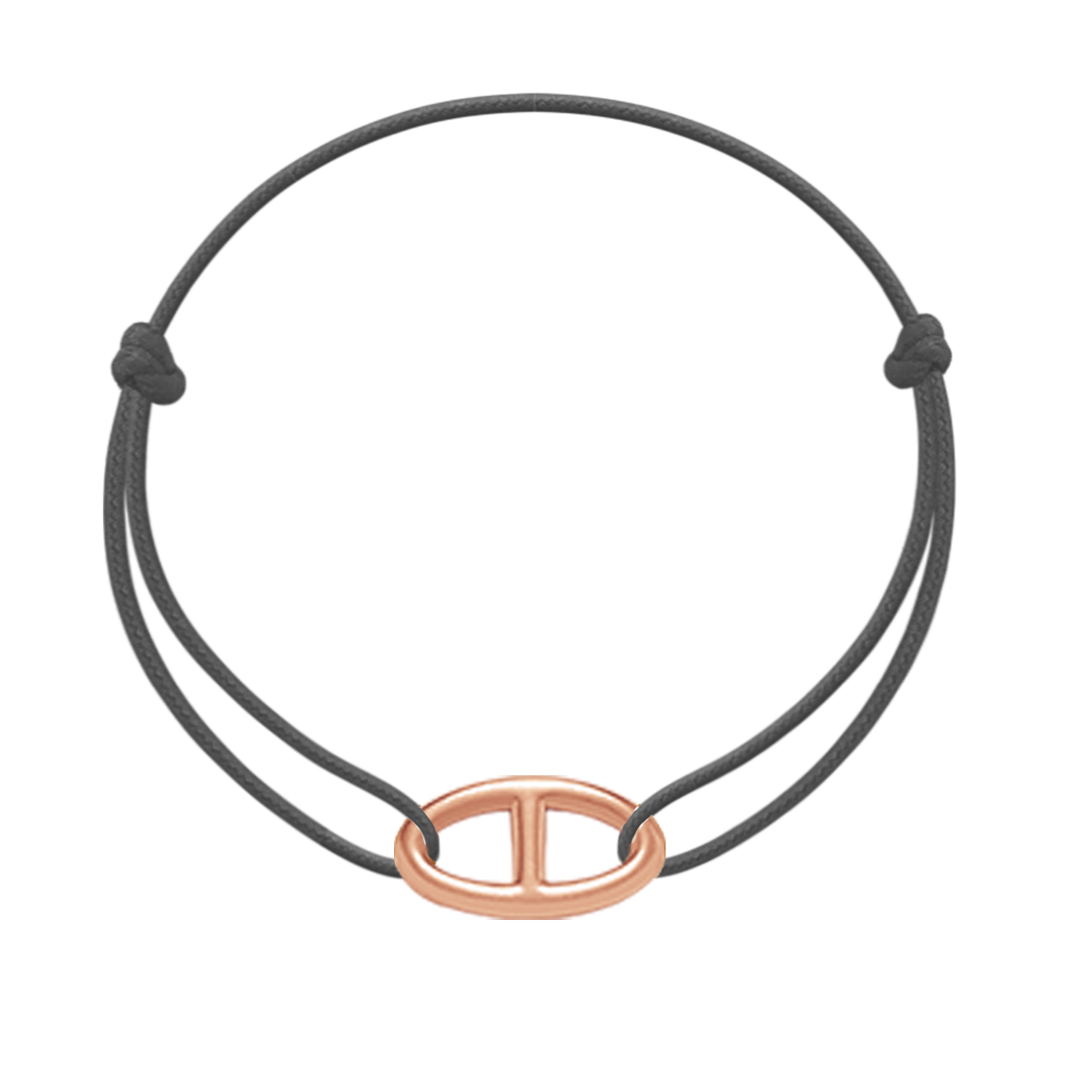 Rosévergoldetes Schnurarmband mit Anhänger St. Gilles, dunkelgraues Band