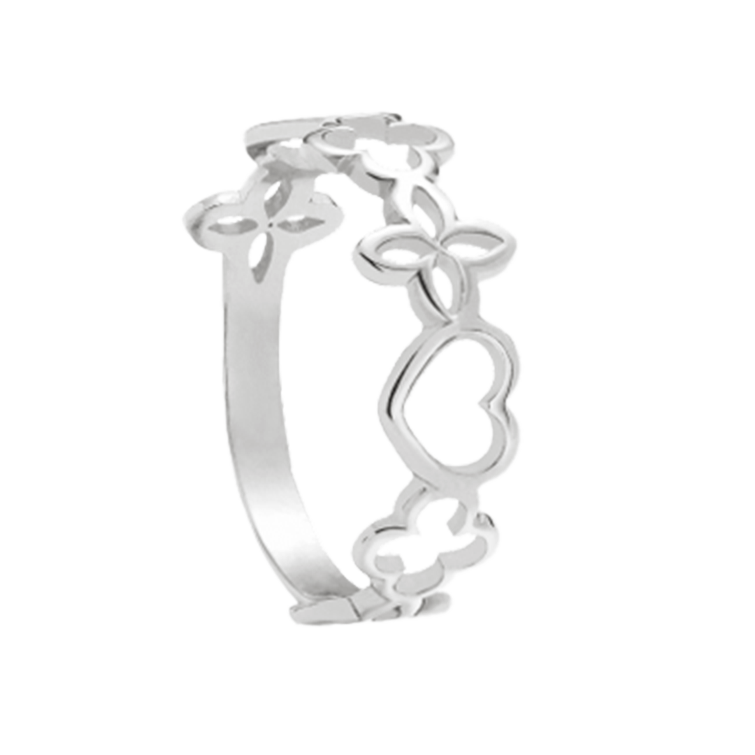 silberner Ring mit durchbrochenen Elementen