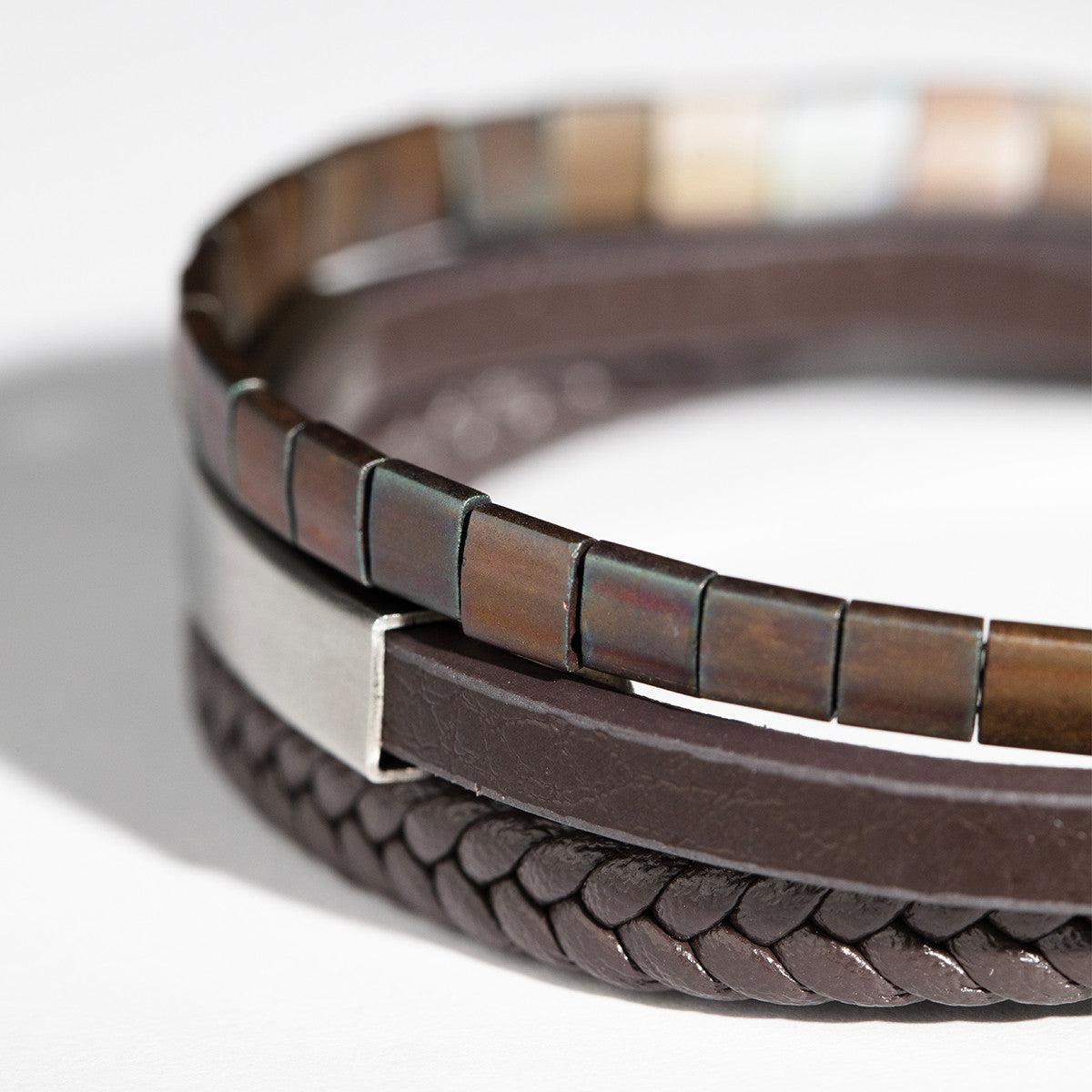 Herrenarmband aus dreifachem Leder