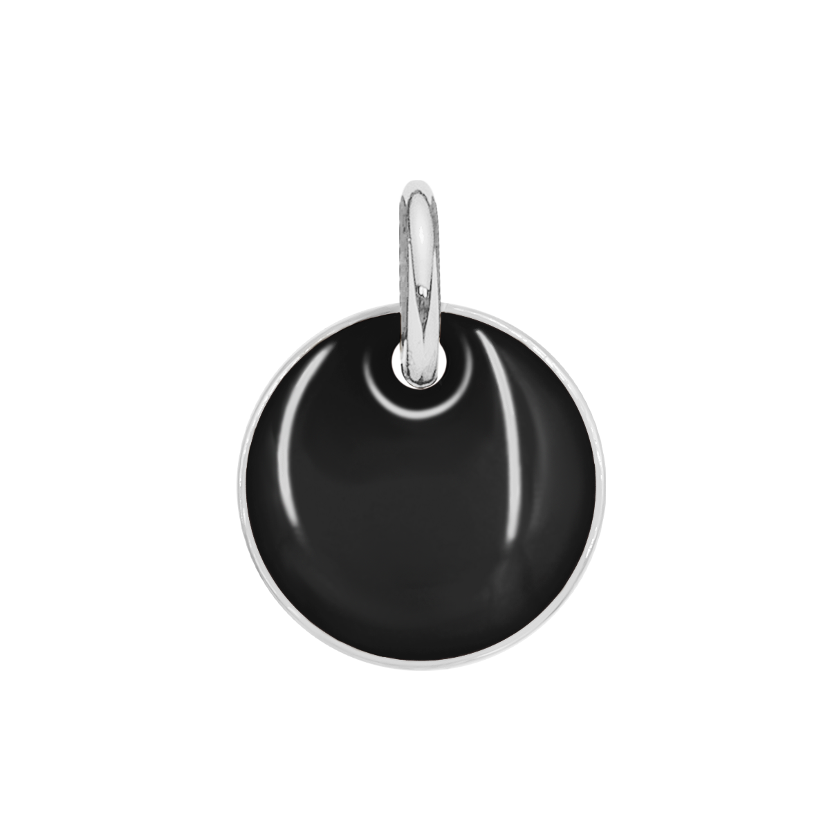 Medaillon 1 cm versilbert, einseitig schwarzfarben emailliert - Vorderansicht
