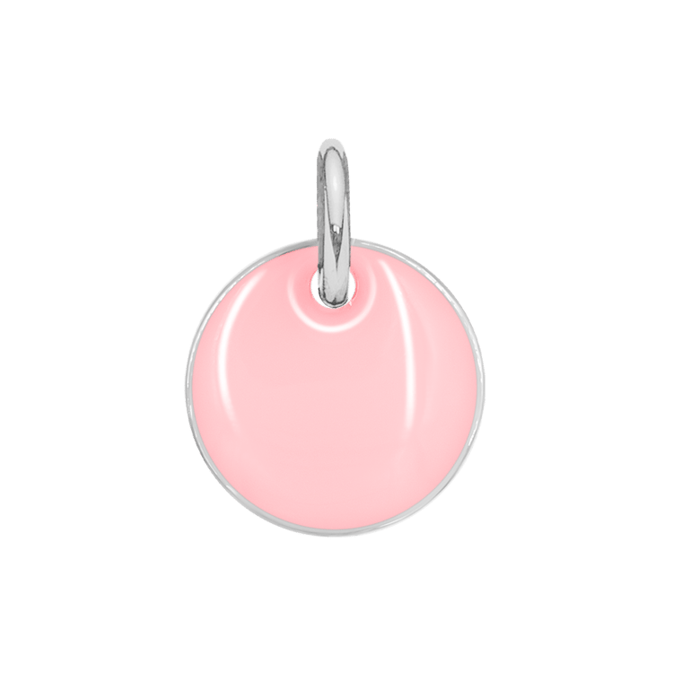 Medaille, 1 cm, roséfarbene Emaille, versilbert