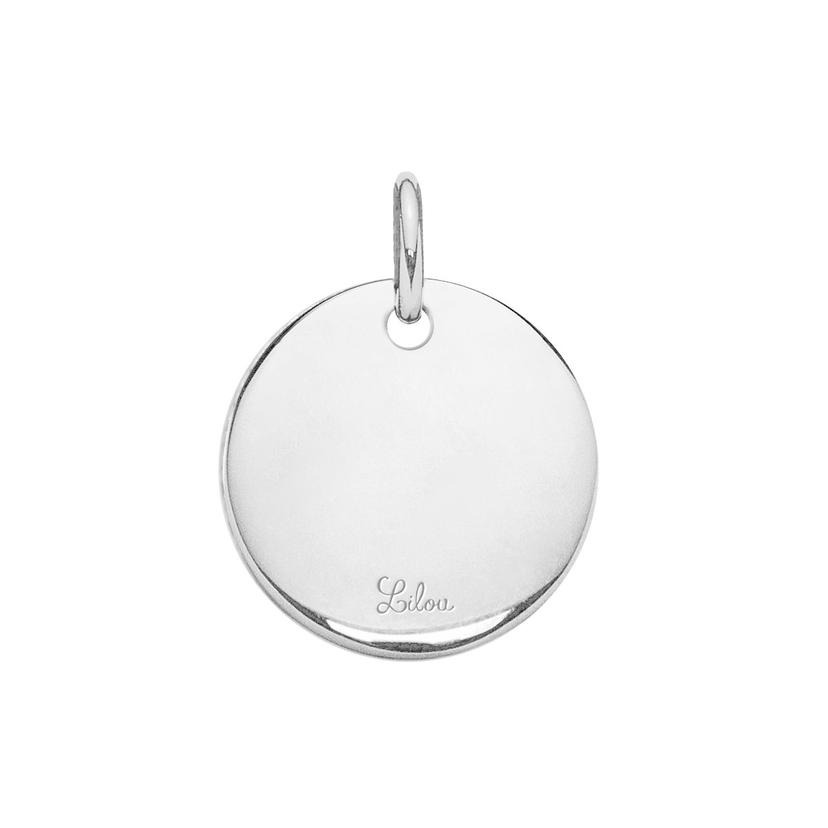 Medaillon mit schwarzen Zirkonen 1 cm, versilbert - Detailansicht