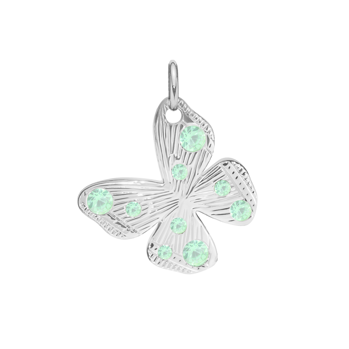Anhänger Papillon 1 cm mit grünen Kristallen