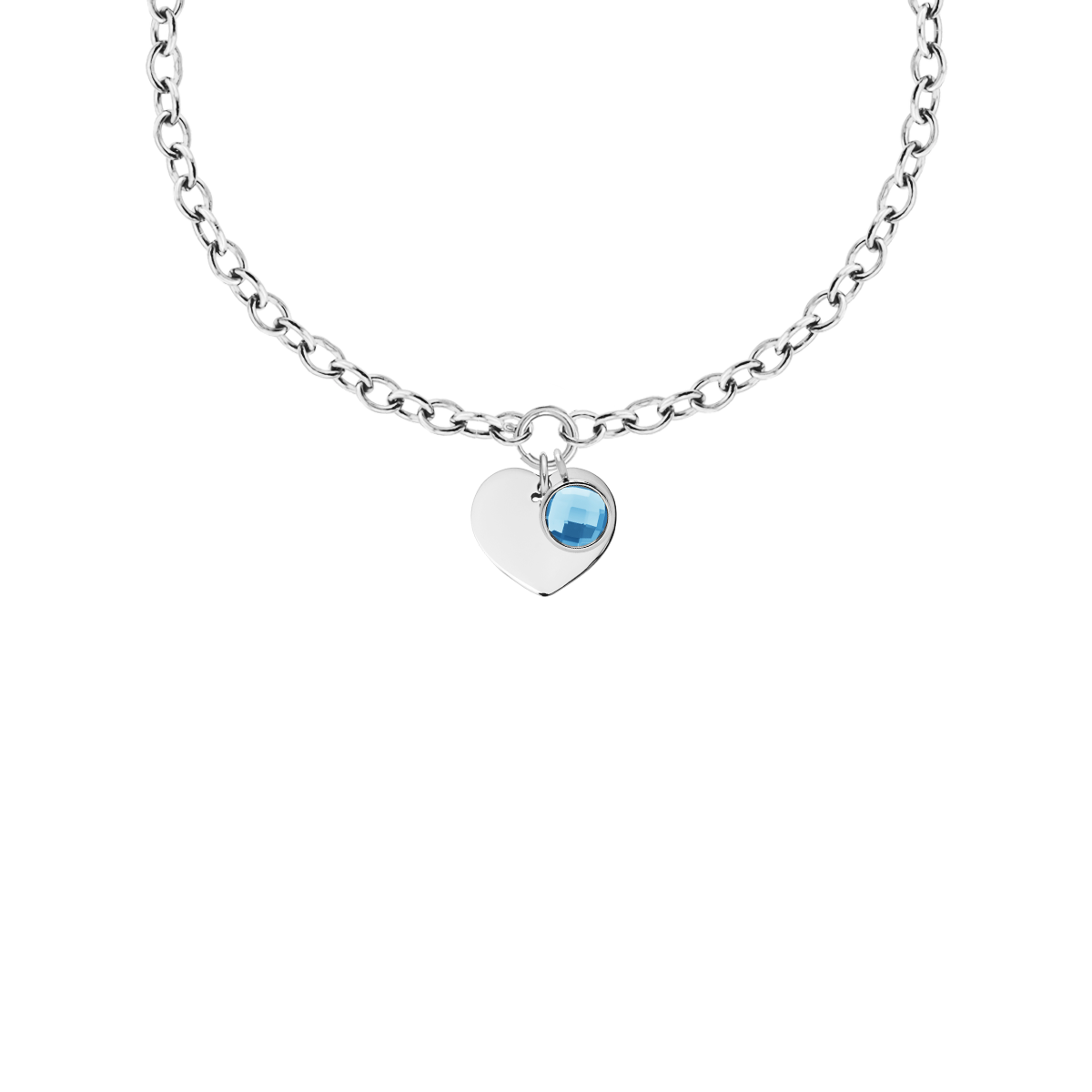 Halskette No.1 mit Herz und blauen Quarz-Anhänger silber
