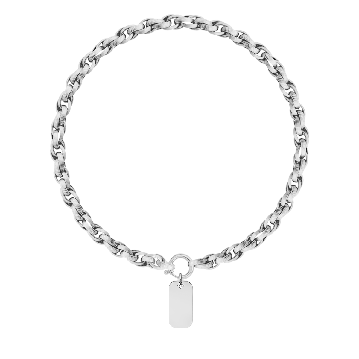 Halskette No.2, versilbert, 63 cm mit einem Dog tag - Trägeransicht