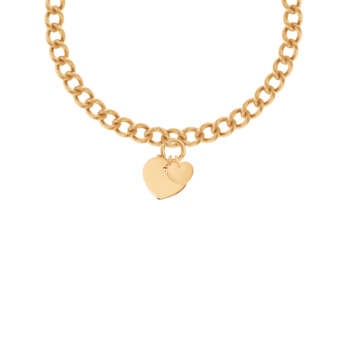 Halskette No.4 mit vergoldetem Herz und rosafarbenen Emaille Herz - Detailansicht