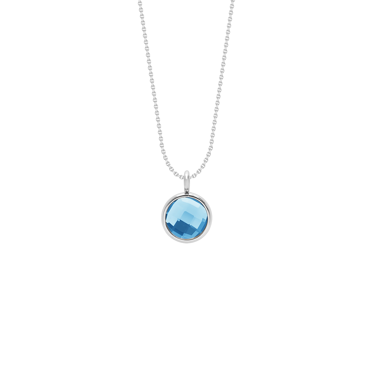 Halskette Klassisch 50 cm mit blauem Quarz-Anhänger silber