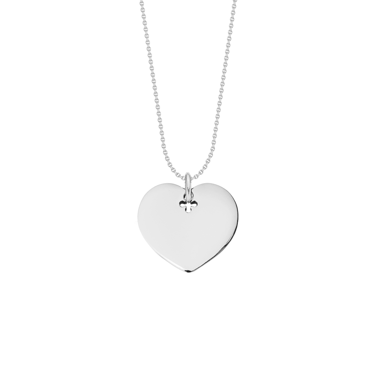 Halskette Klassisch 50 cm mit 2 cm Herz silber