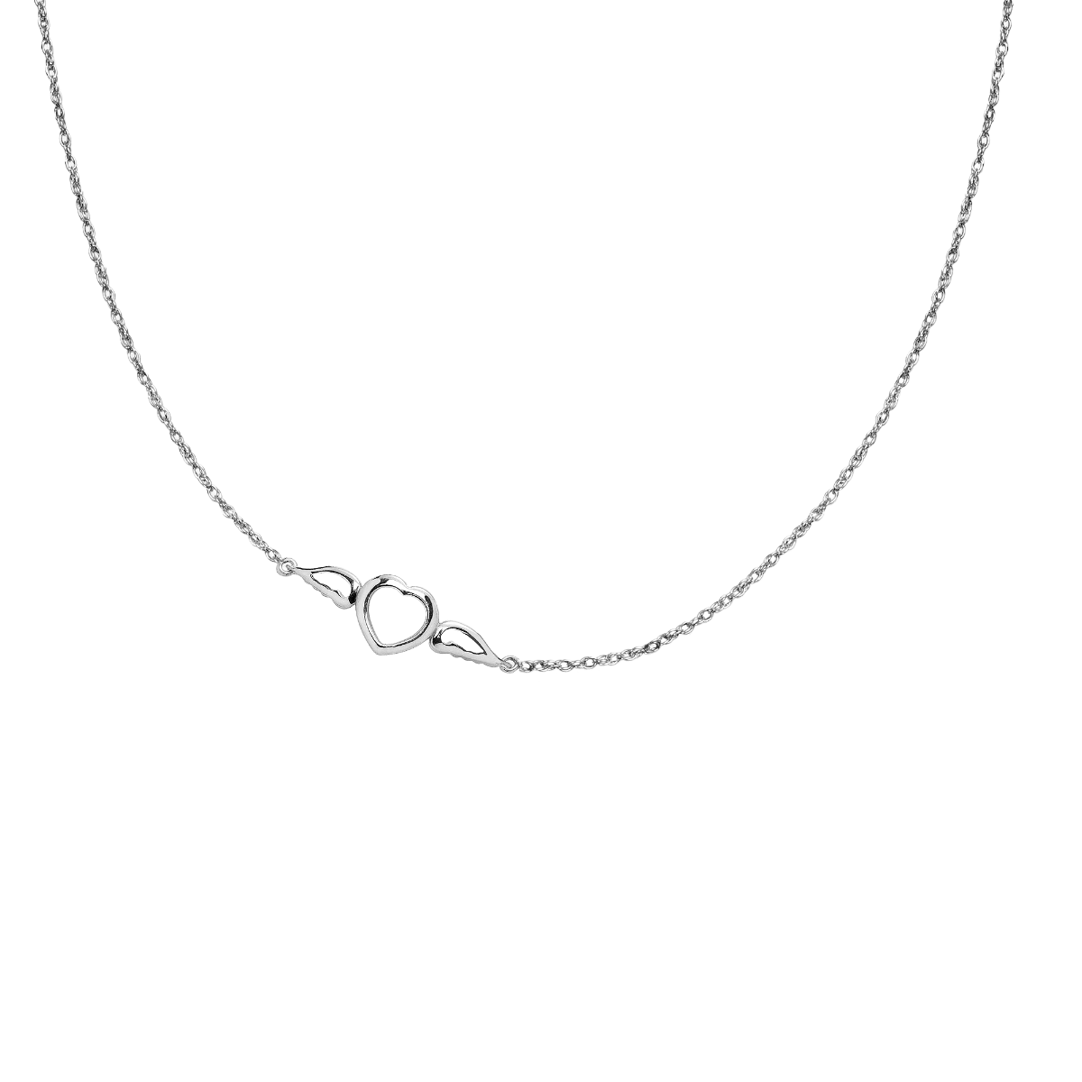 Halskette Herz mit Flügeln mini silber - Vorderansicht