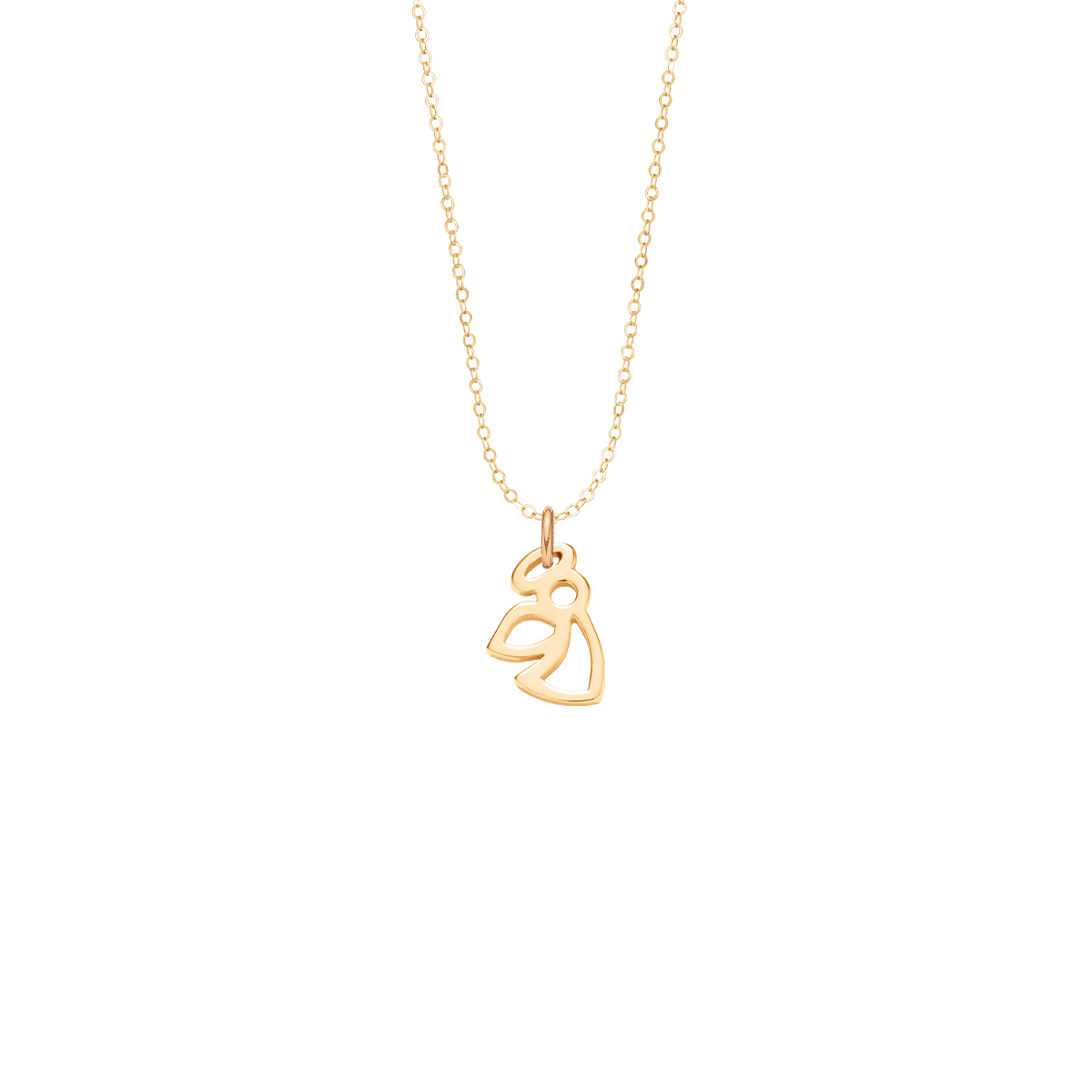 Halskette Faden mit Engel Anhänger, 585er Gelbgold