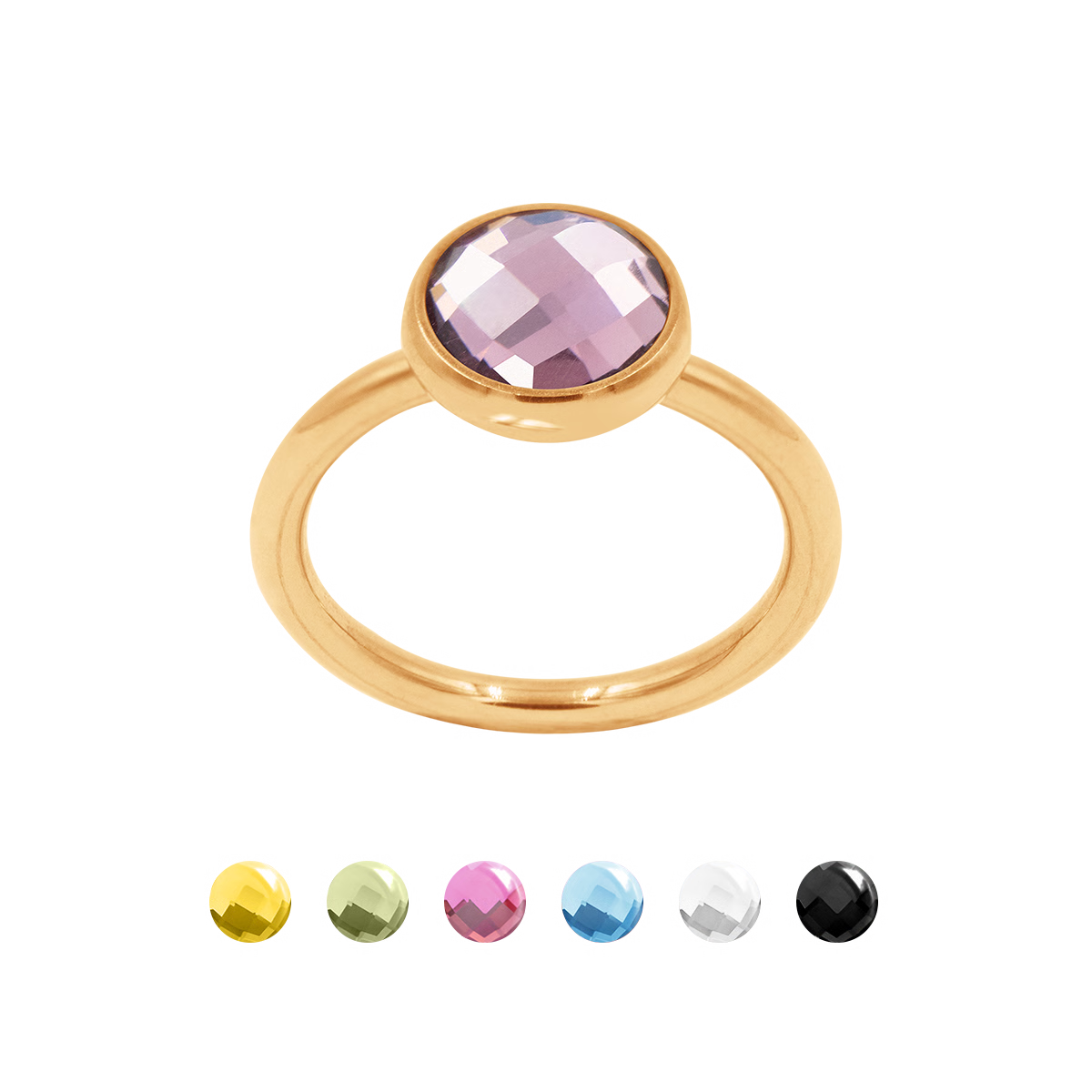 Ring mit violettem Quarz, vergoldet