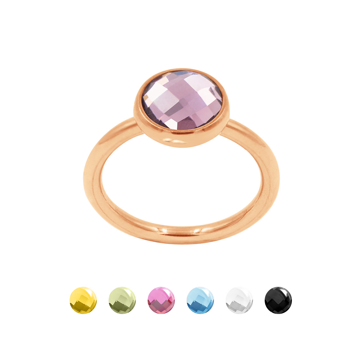 Ring mit violettem Quarz rosévergoldet