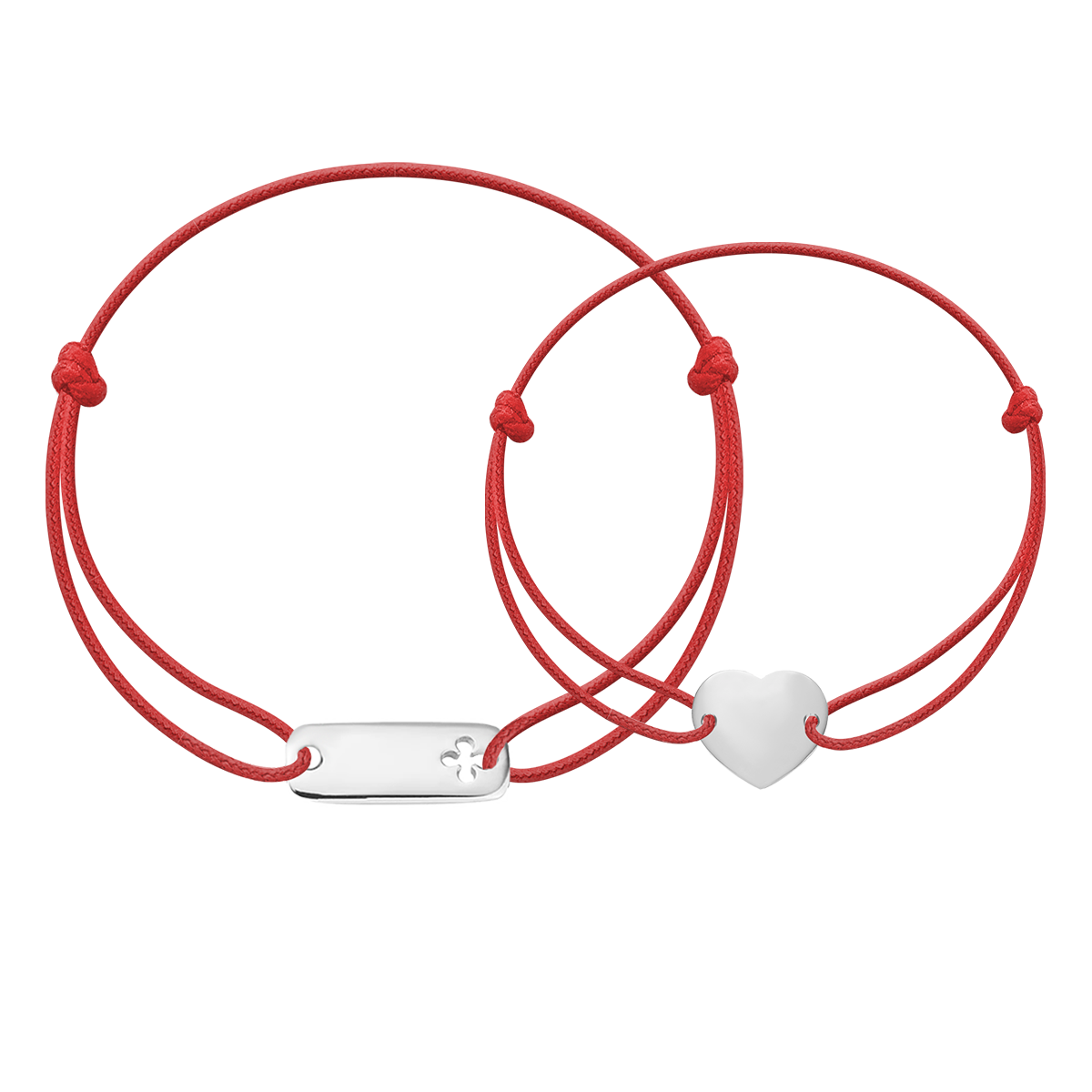 Partnerarmbänder Power of Love, rot, silber - Vorderansicht
