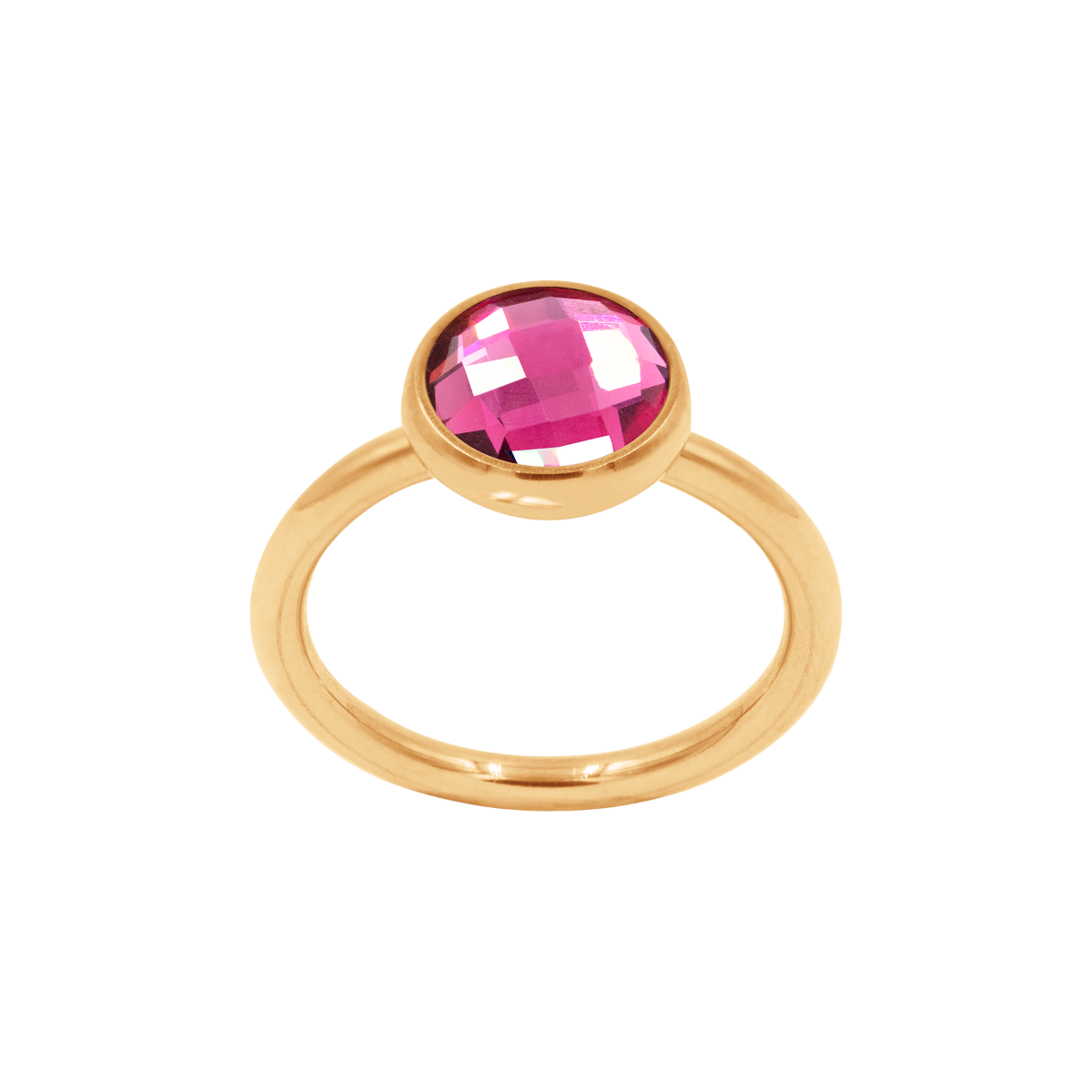 Ring mit rosa Quarz, vergoldet