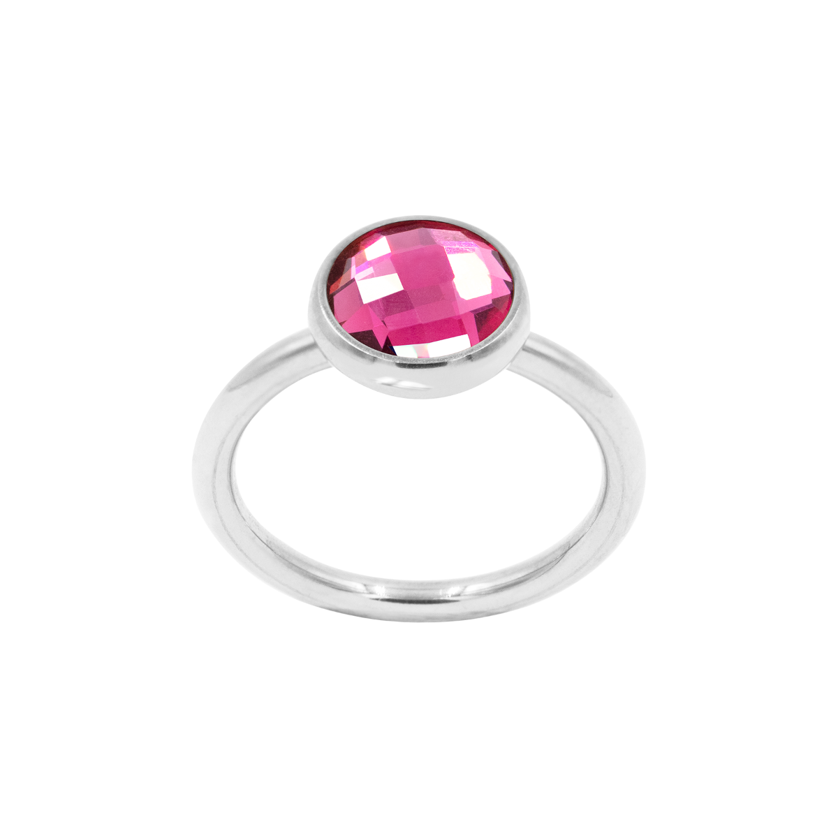 Ring mit rosa Quarz, versilbert