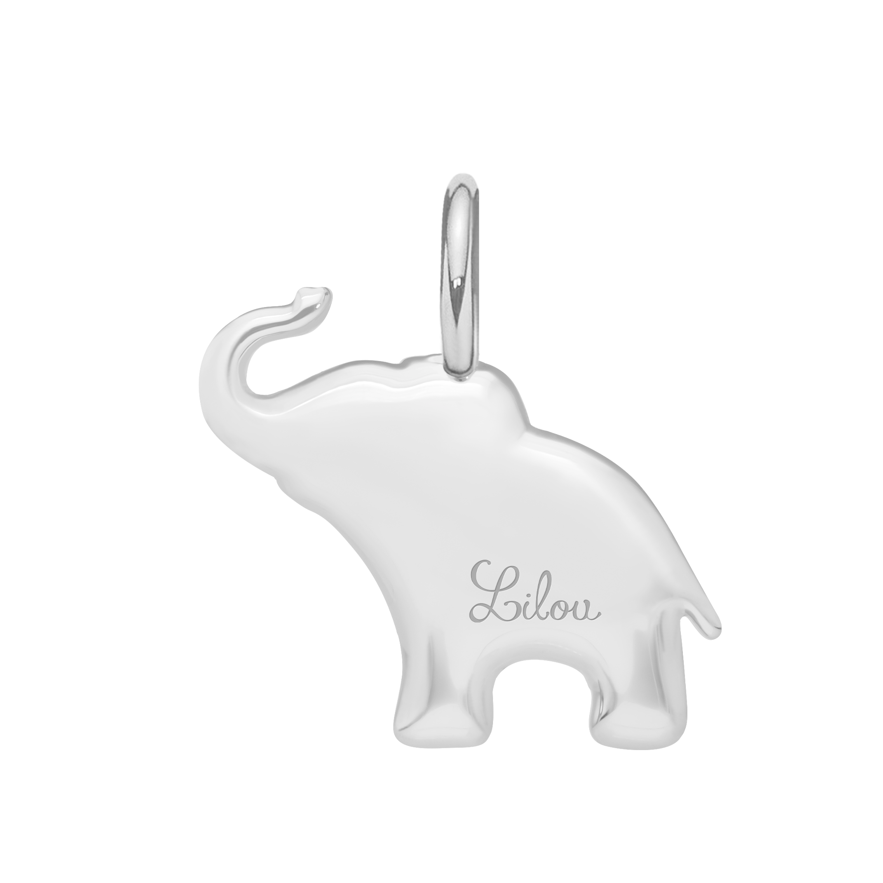 Anhänger Elefant mit weißem Zirkonia 2 cm, versilbert