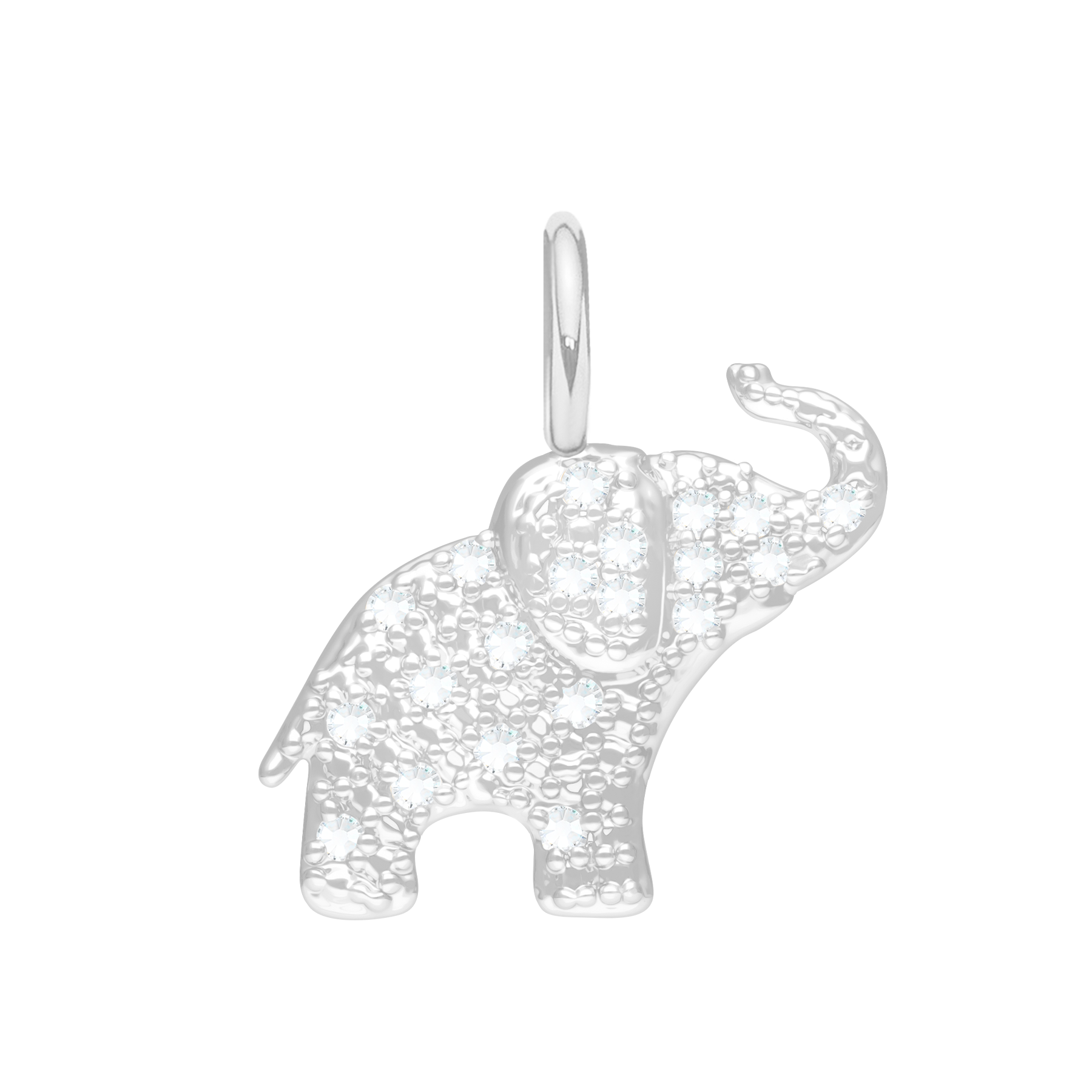 Anhänger Elefant mit weißem Zirkonia 2 cm, versilbert