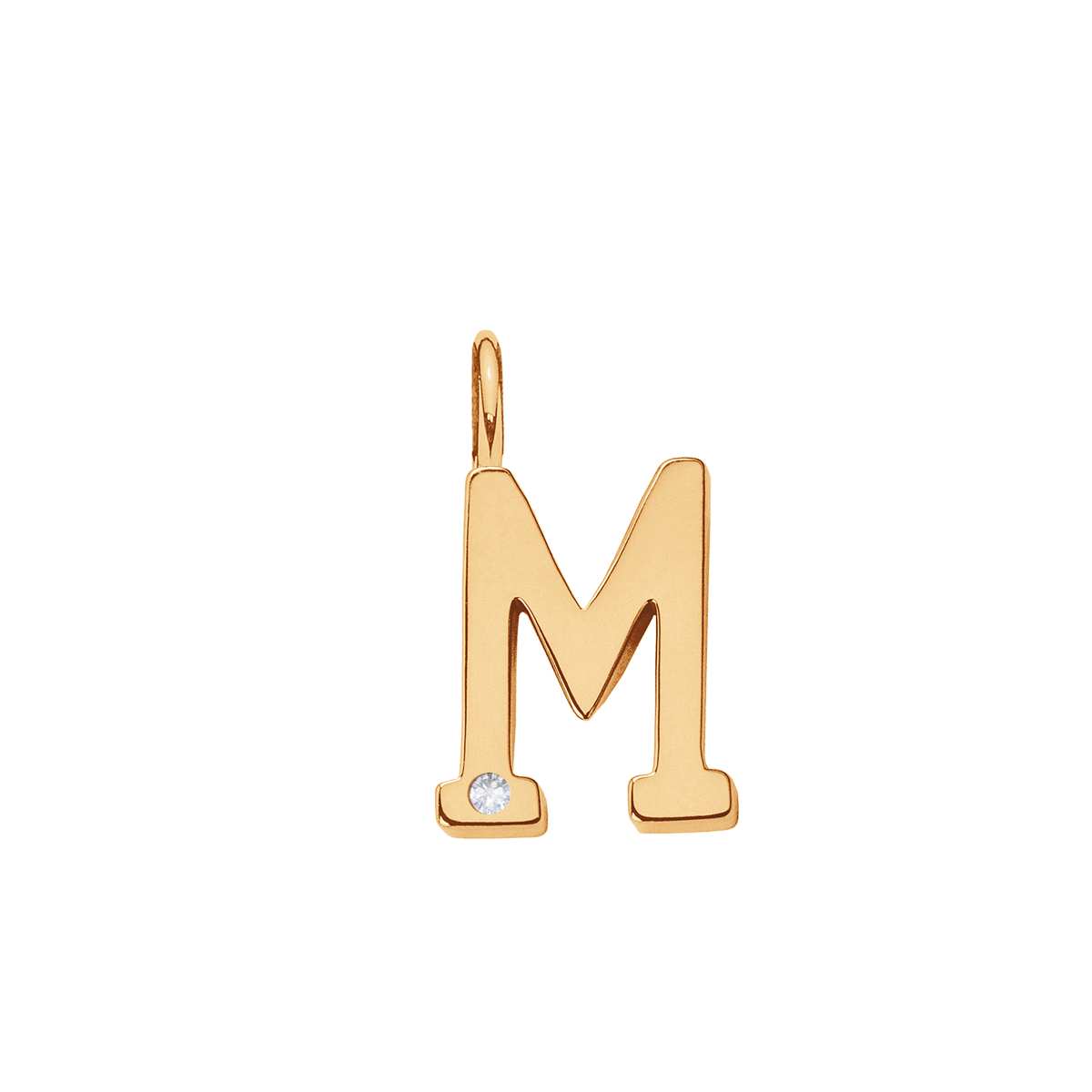 Buchstabe M mit Diamant HI SI 1,2cm 585 Gelbgold - Vorderansicht